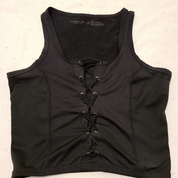 Material Girl Black Active Crop Top - Picture 1 of 4